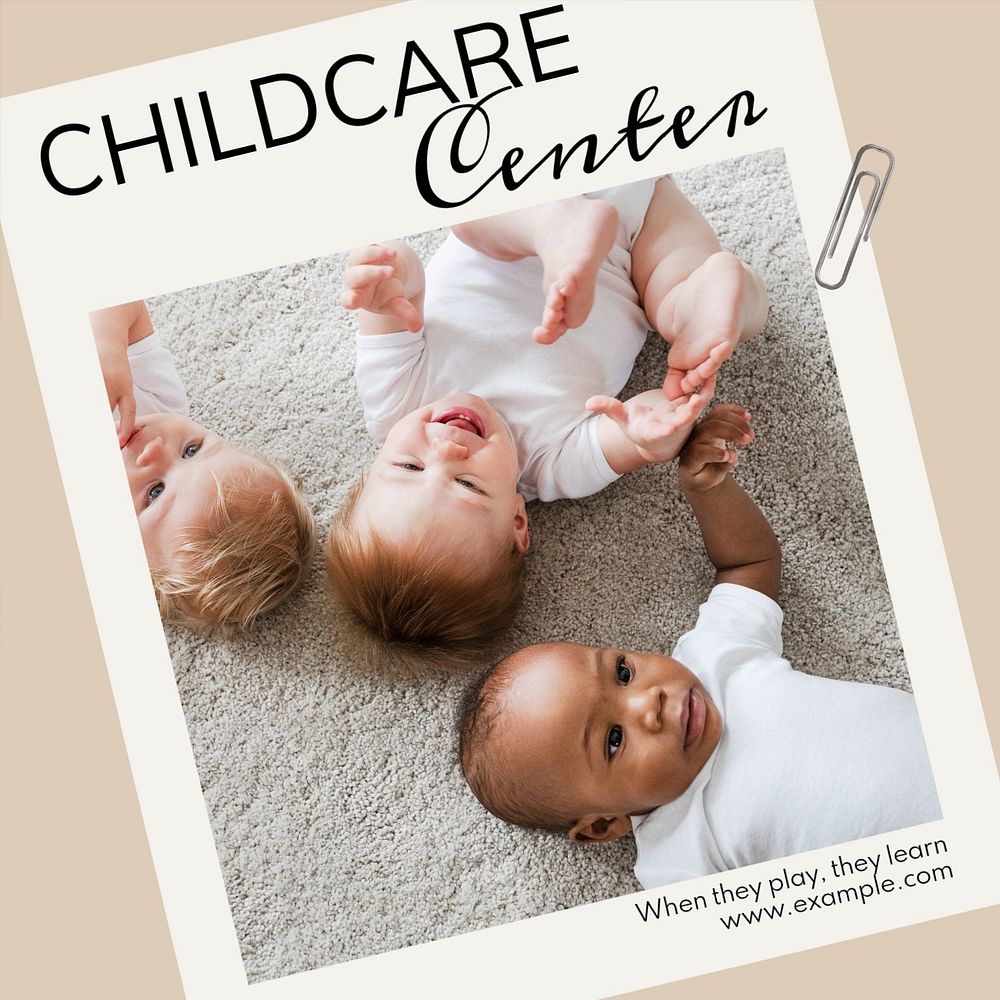 Childcare center Instagram post template, editable text