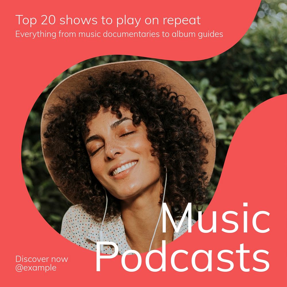 Music podcasts Instagram post template, editable text