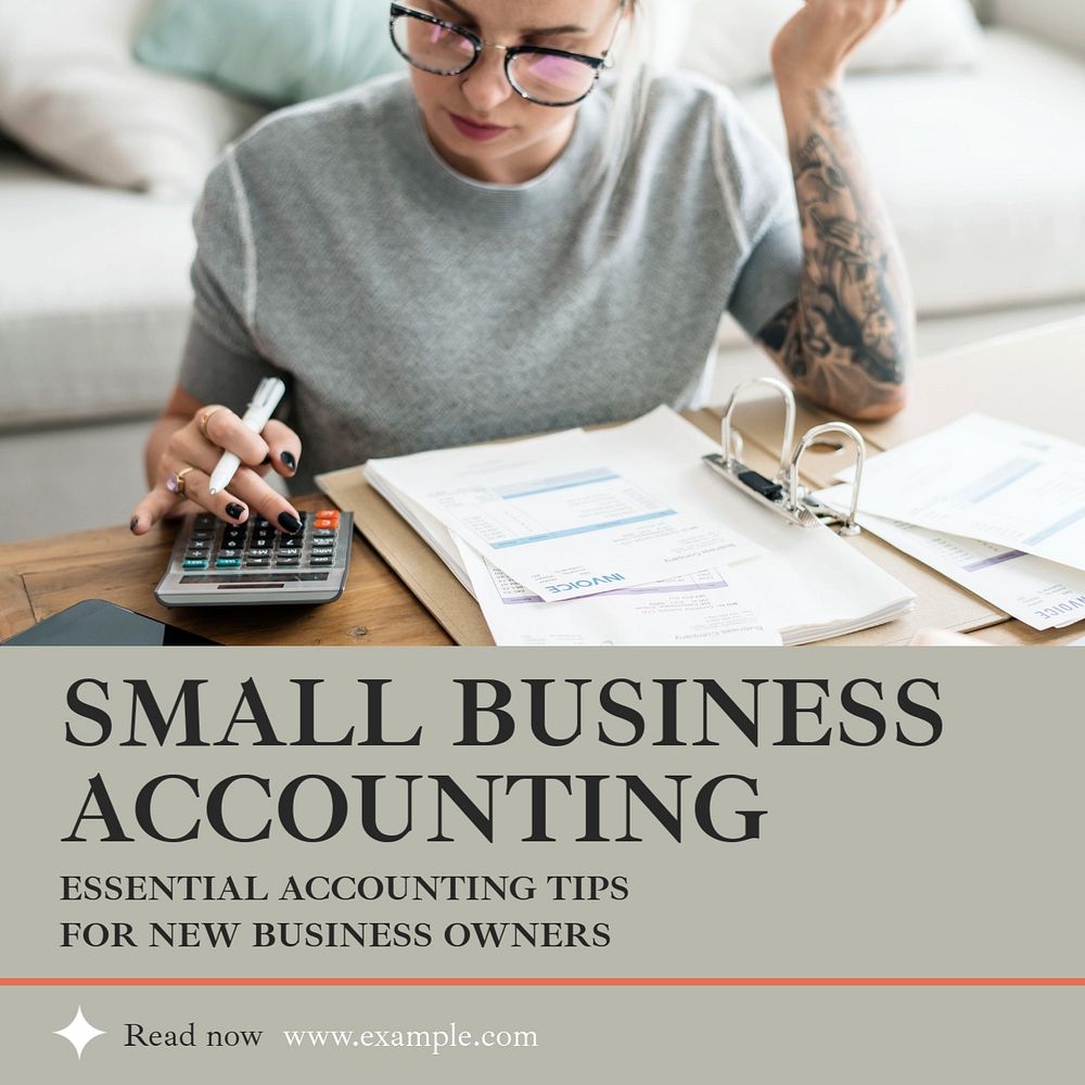 Small business accounting Instagram post template, editable text