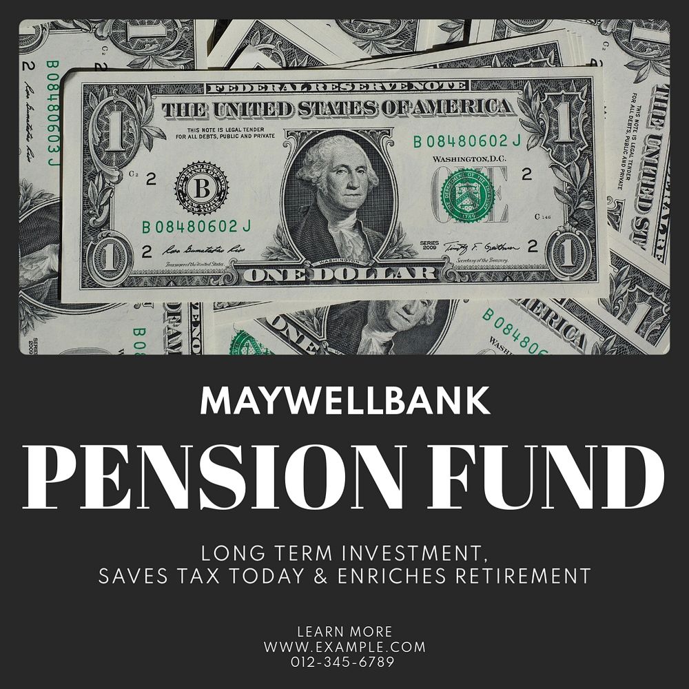 Pension fund Instagram post template, editable text