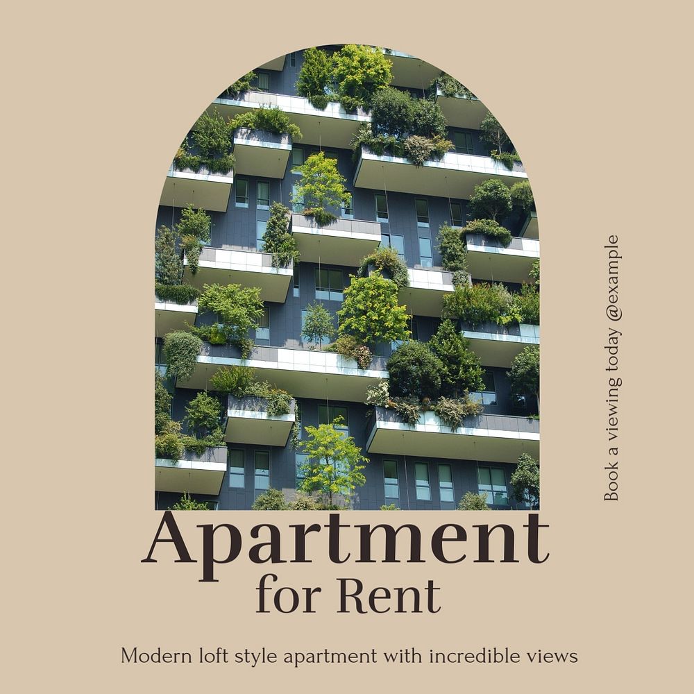 Apartment for rent Instagram post template, editable text