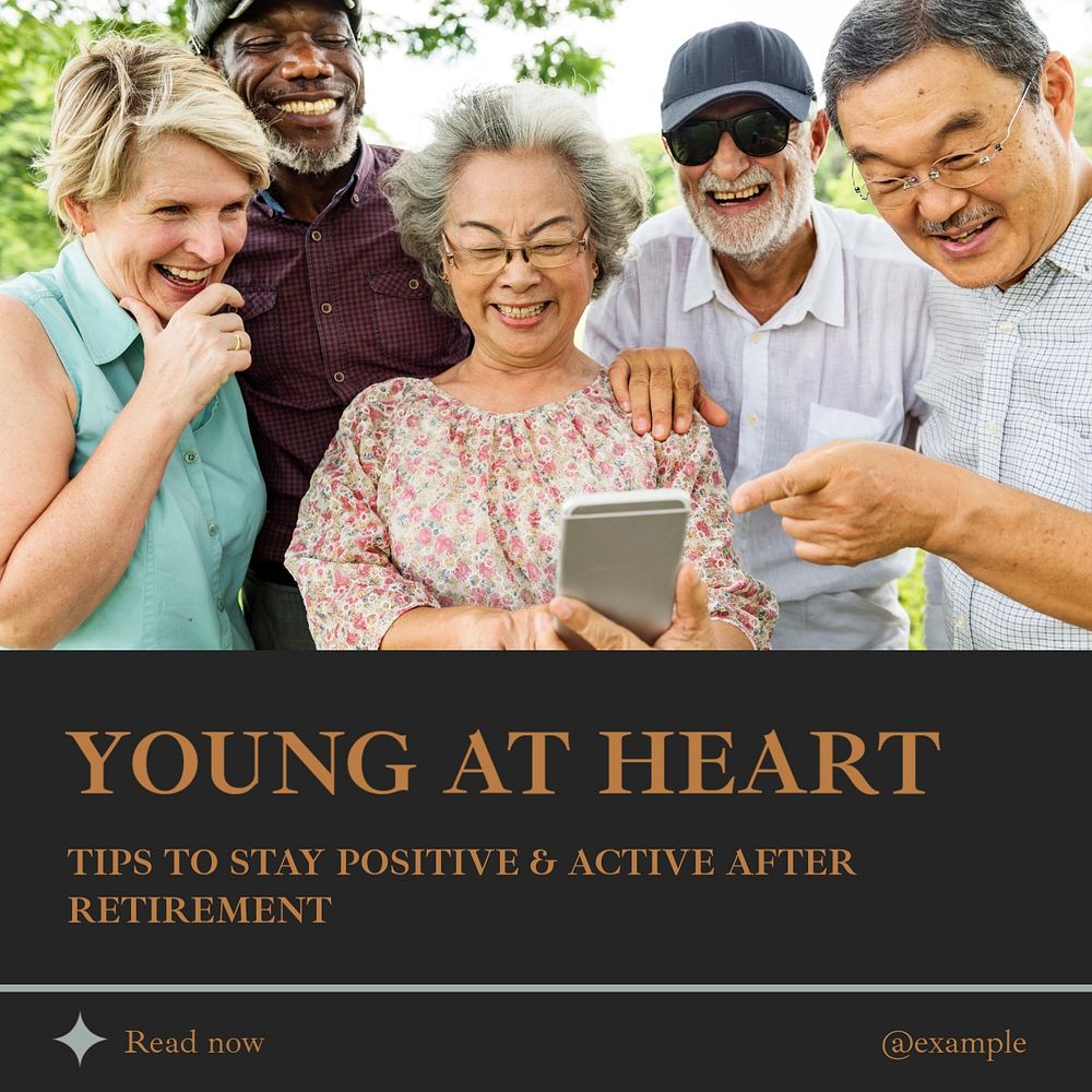 Young at heart Instagram post template, editable text