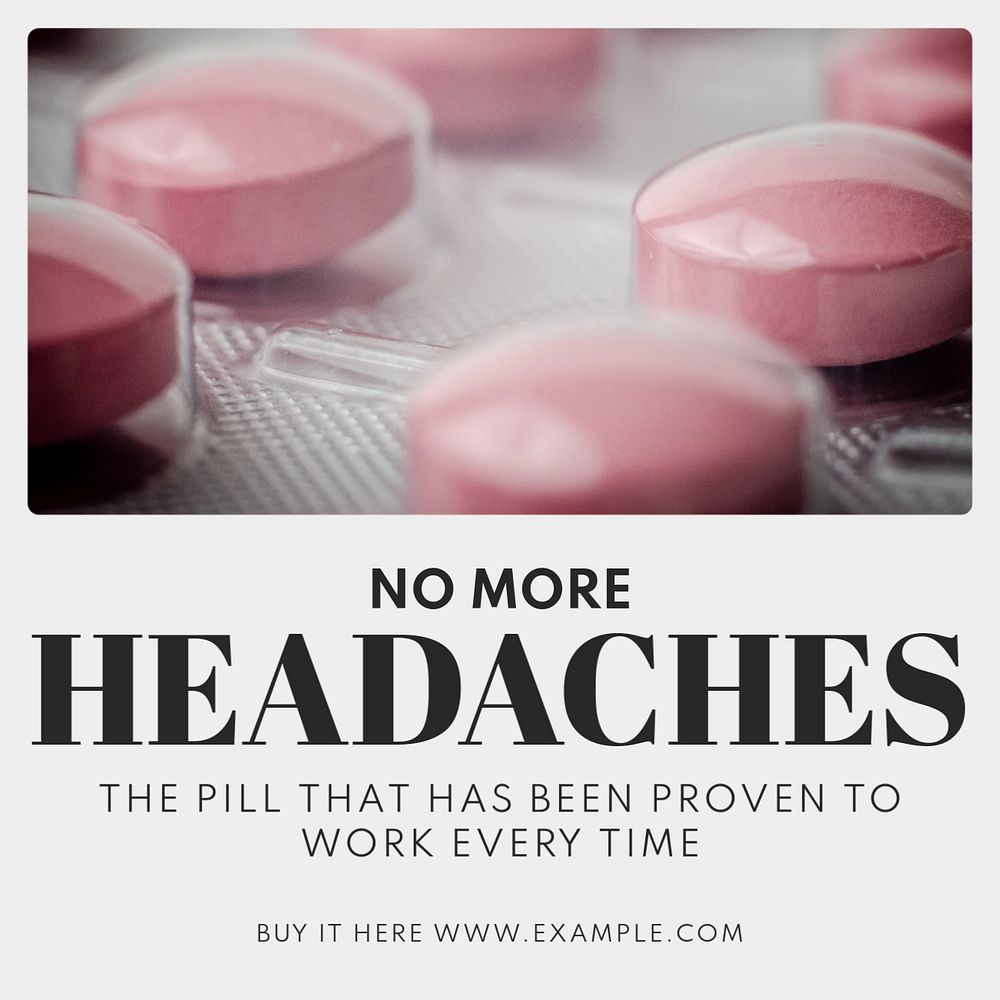 Headache Instagram post template, editable text