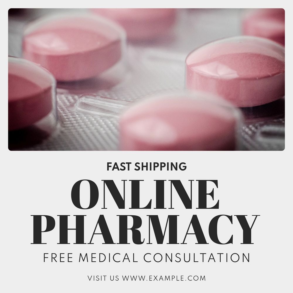 Online Pharmacy Instagram post template, editable text