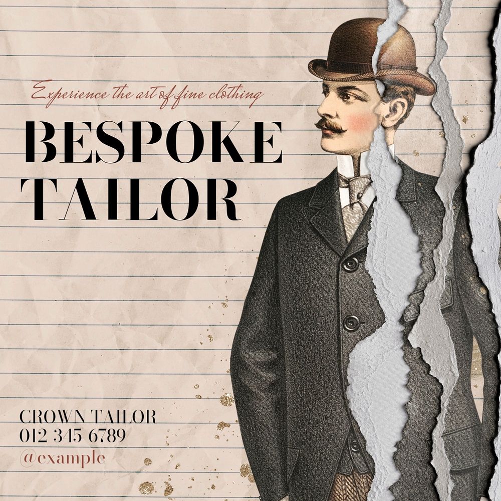 Bespoke tailor & clothing Instagram post template, editable text