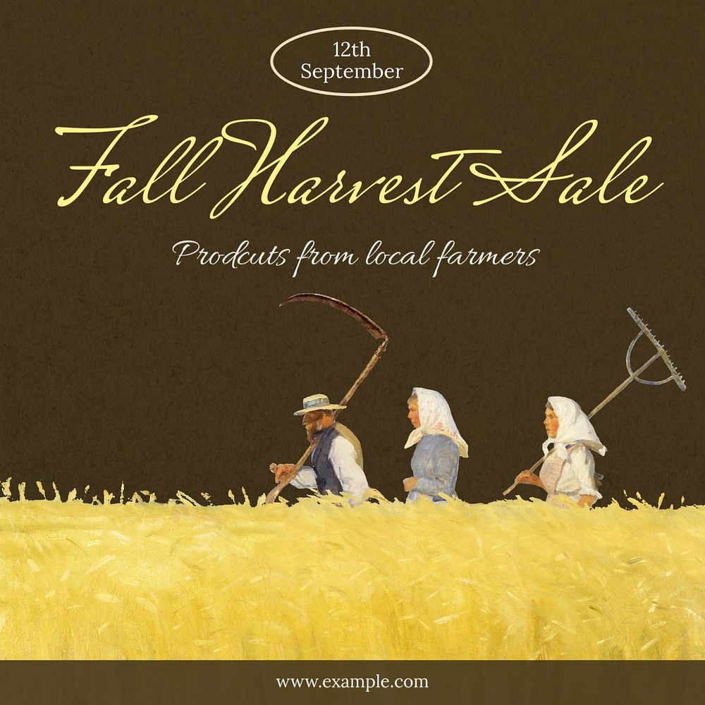 Fall harvest sale Instagram post template, editable text