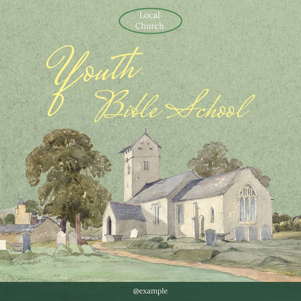 Youth bible school Instagram post template, editable text