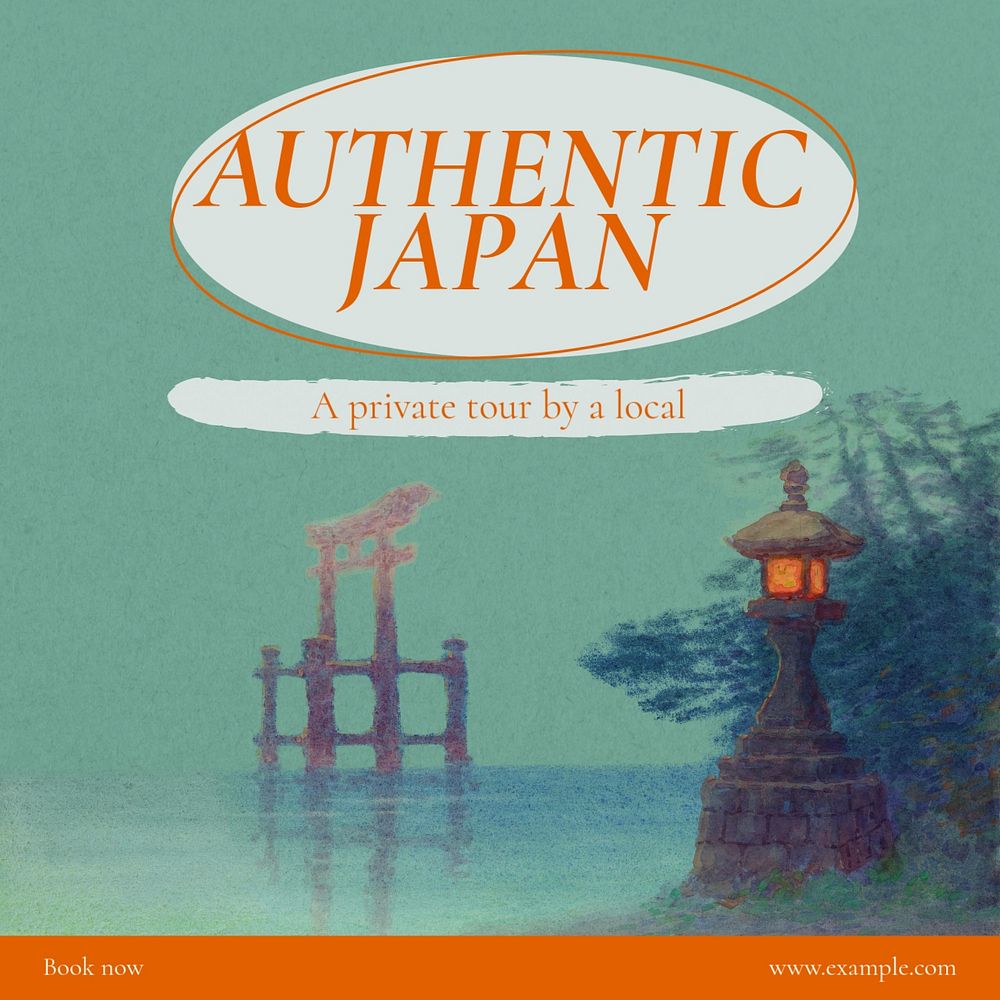 Authentic Japan Instagram post template, editable text