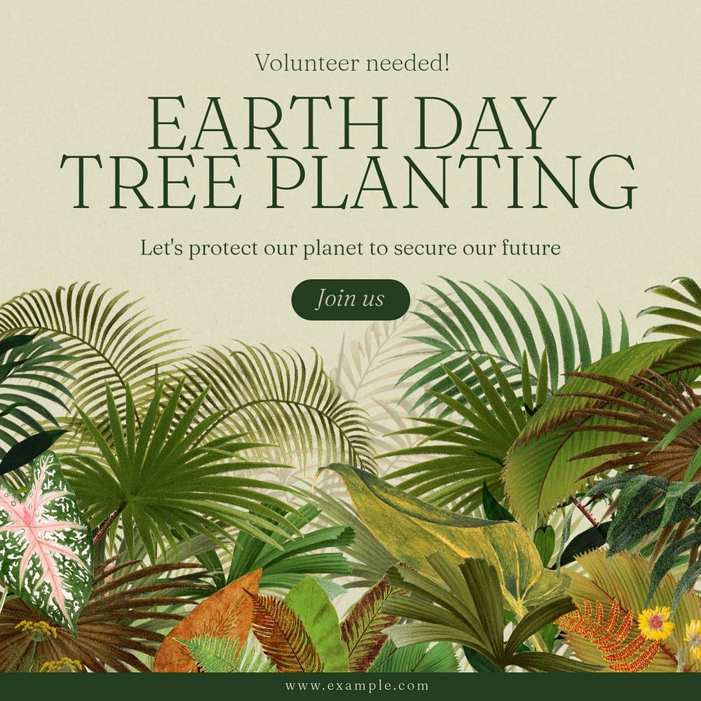 Earth day & tree Instagram post template, editable text