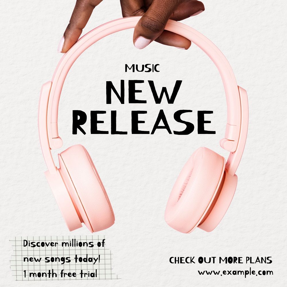 Music release Instagram post template, editable text