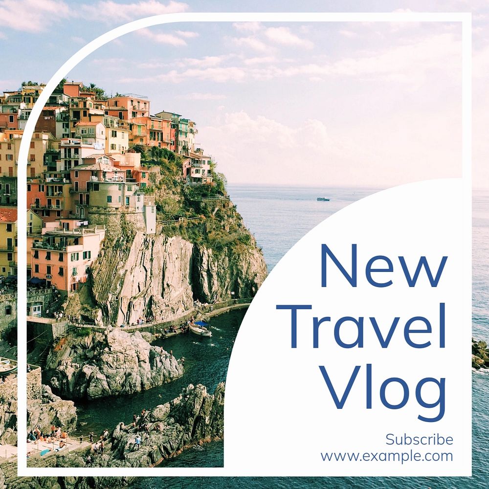 Travel vlog  Instagram post template, editable text