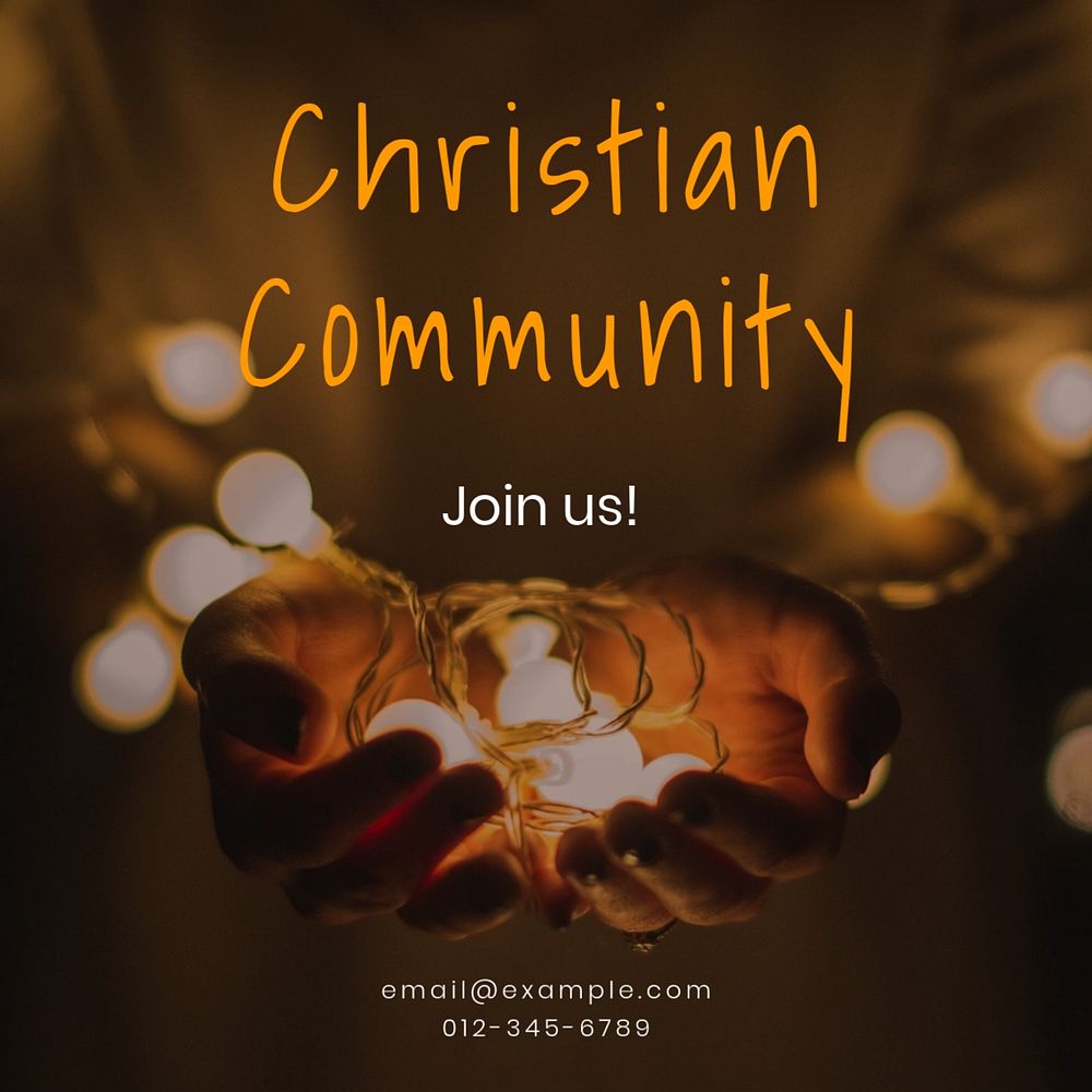 Christian community  Instagram post template, editable text