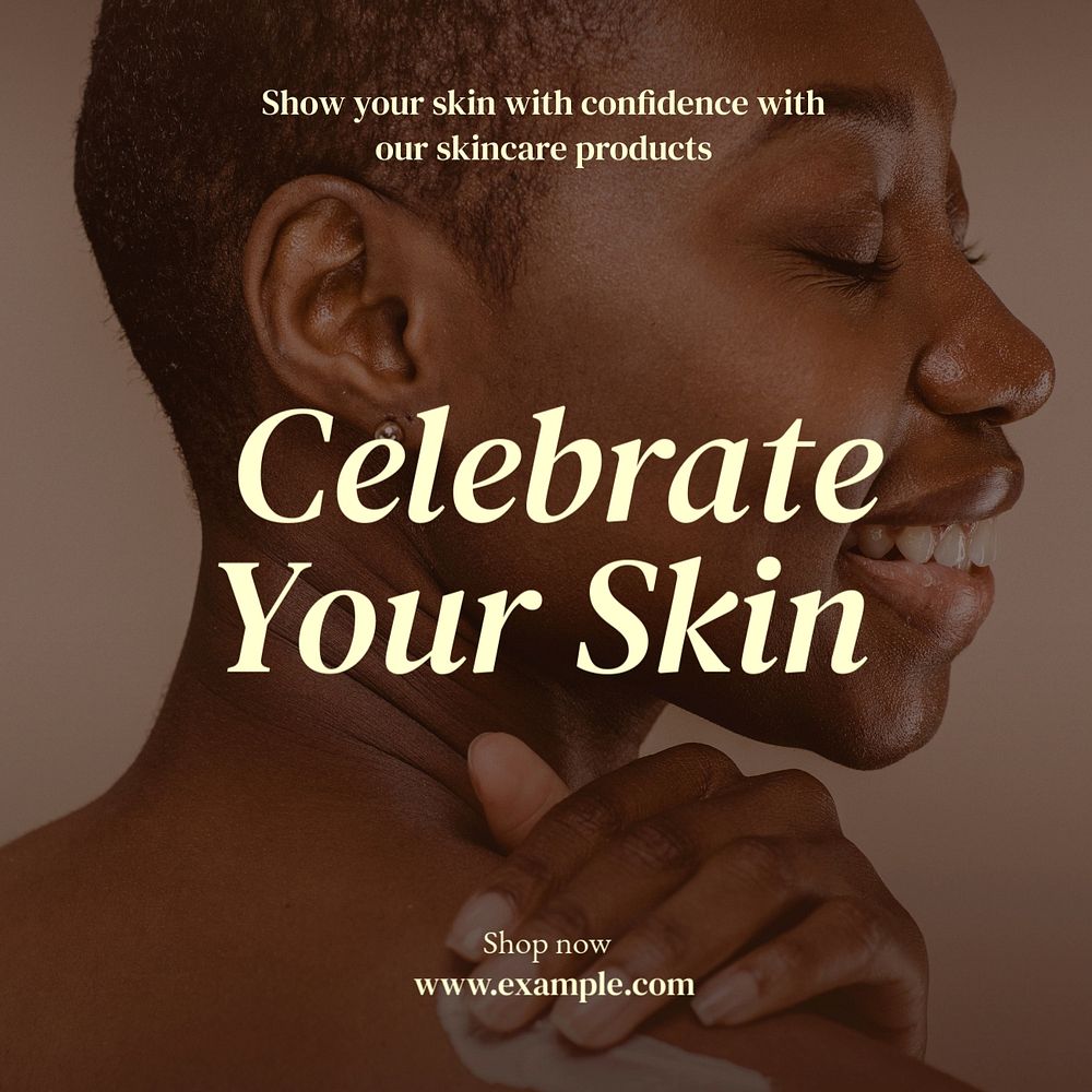 Celebrate your skin Instagram post template, editable text