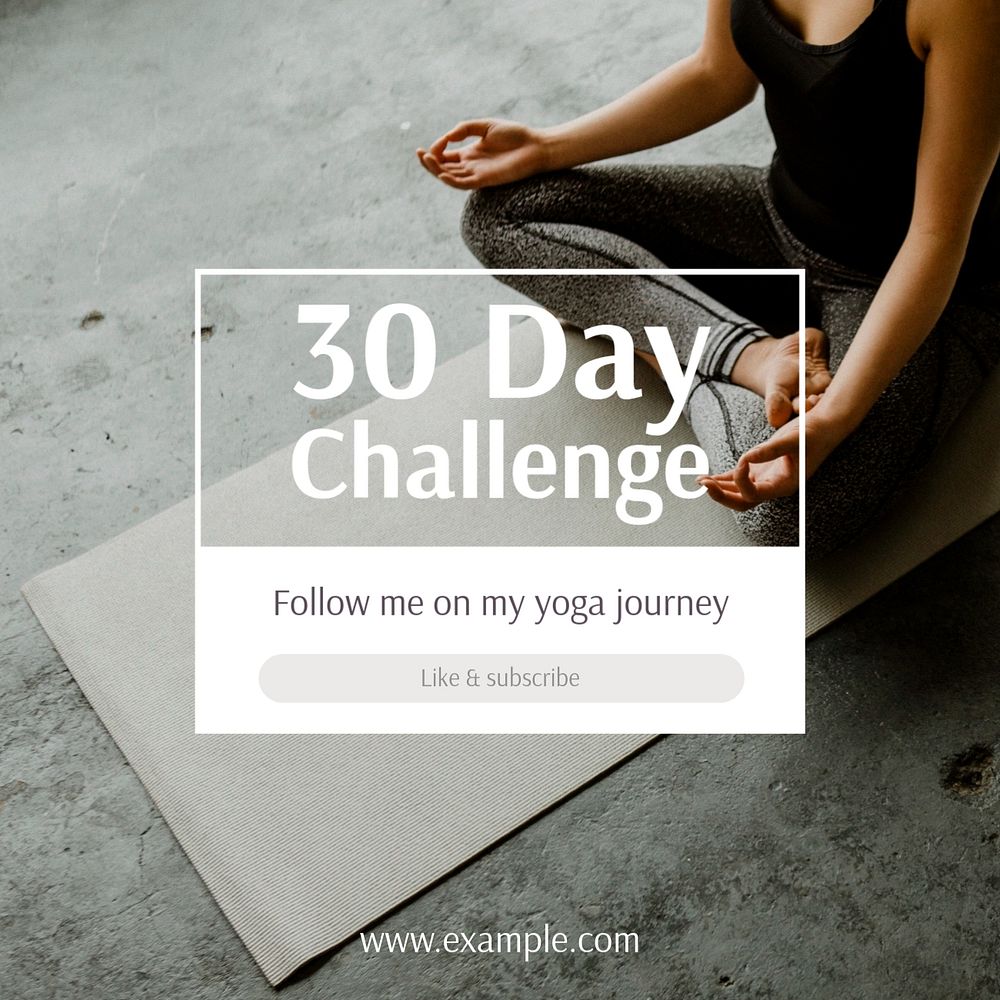 30 day challenge Instagram post template, editable text