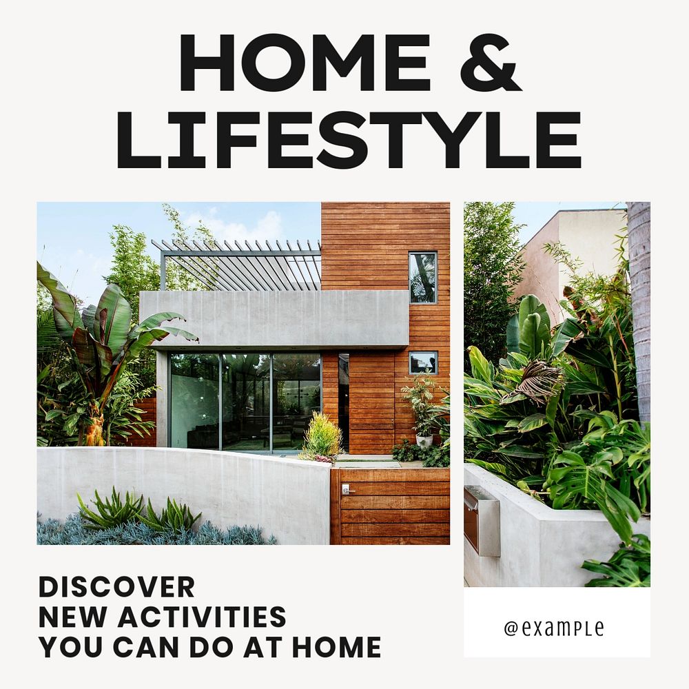 Home & lifestyle Instagram post template, editable text