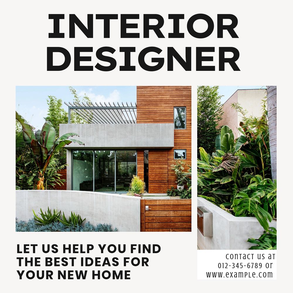 Interior designer Instagram post template, editable text