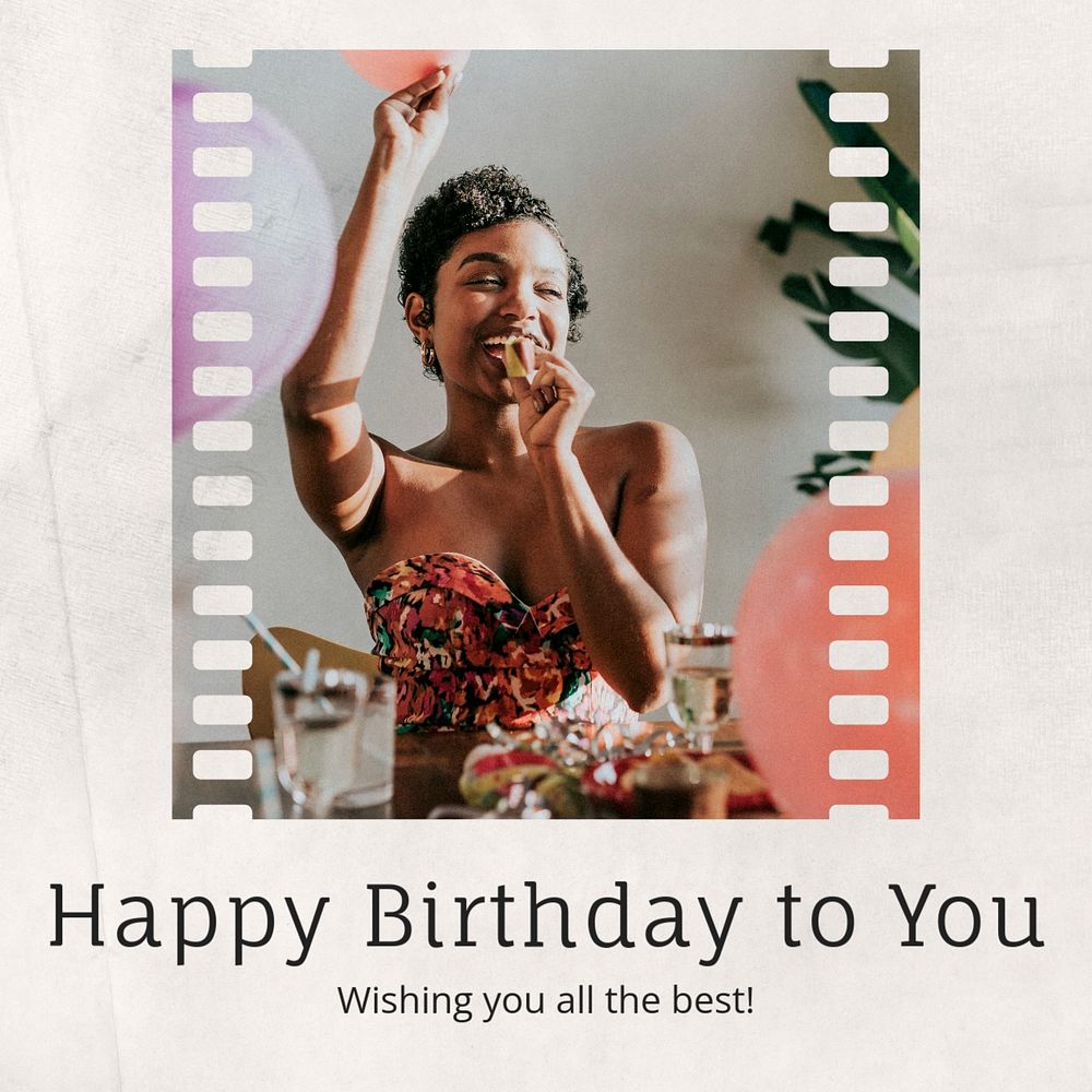 Happy birthday Instagram post template, editable text