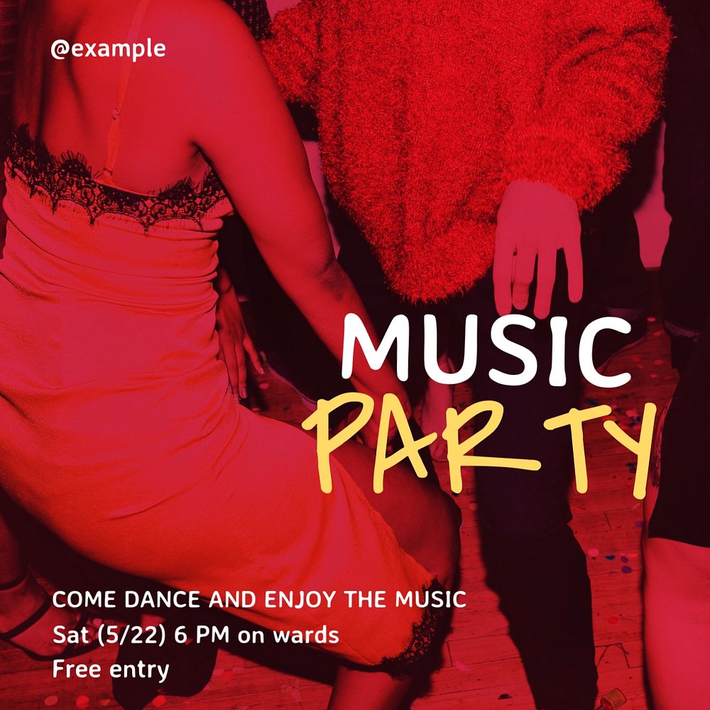 Music party Instagram post template, editable text