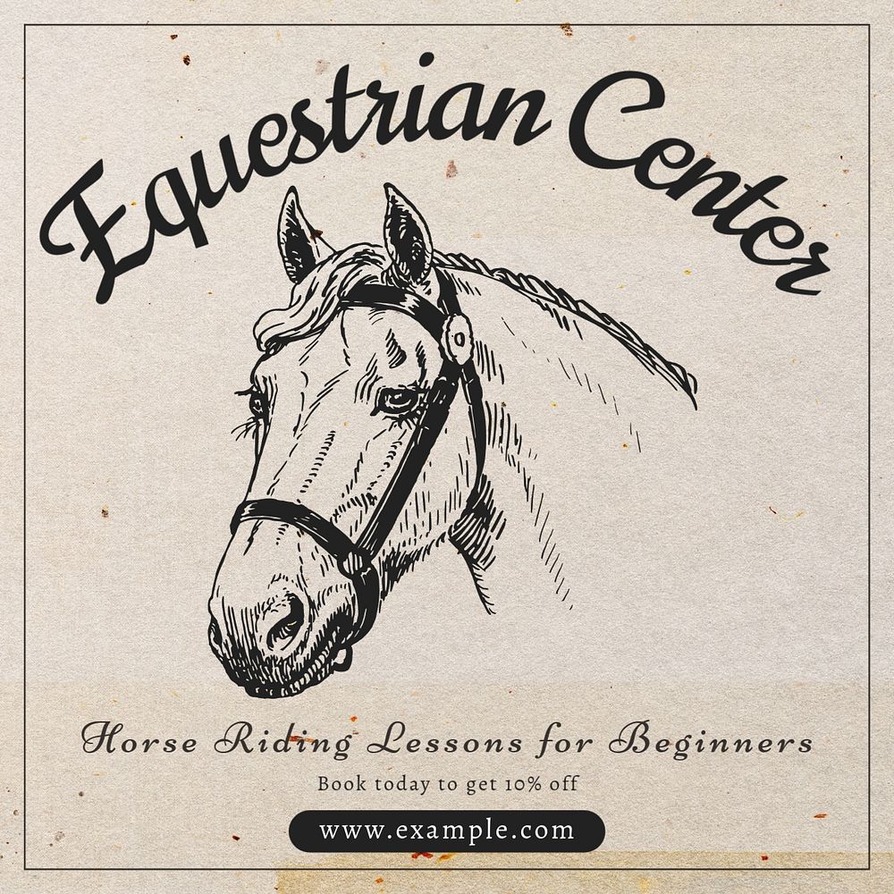 Horse riding course Instagram post template, editable text