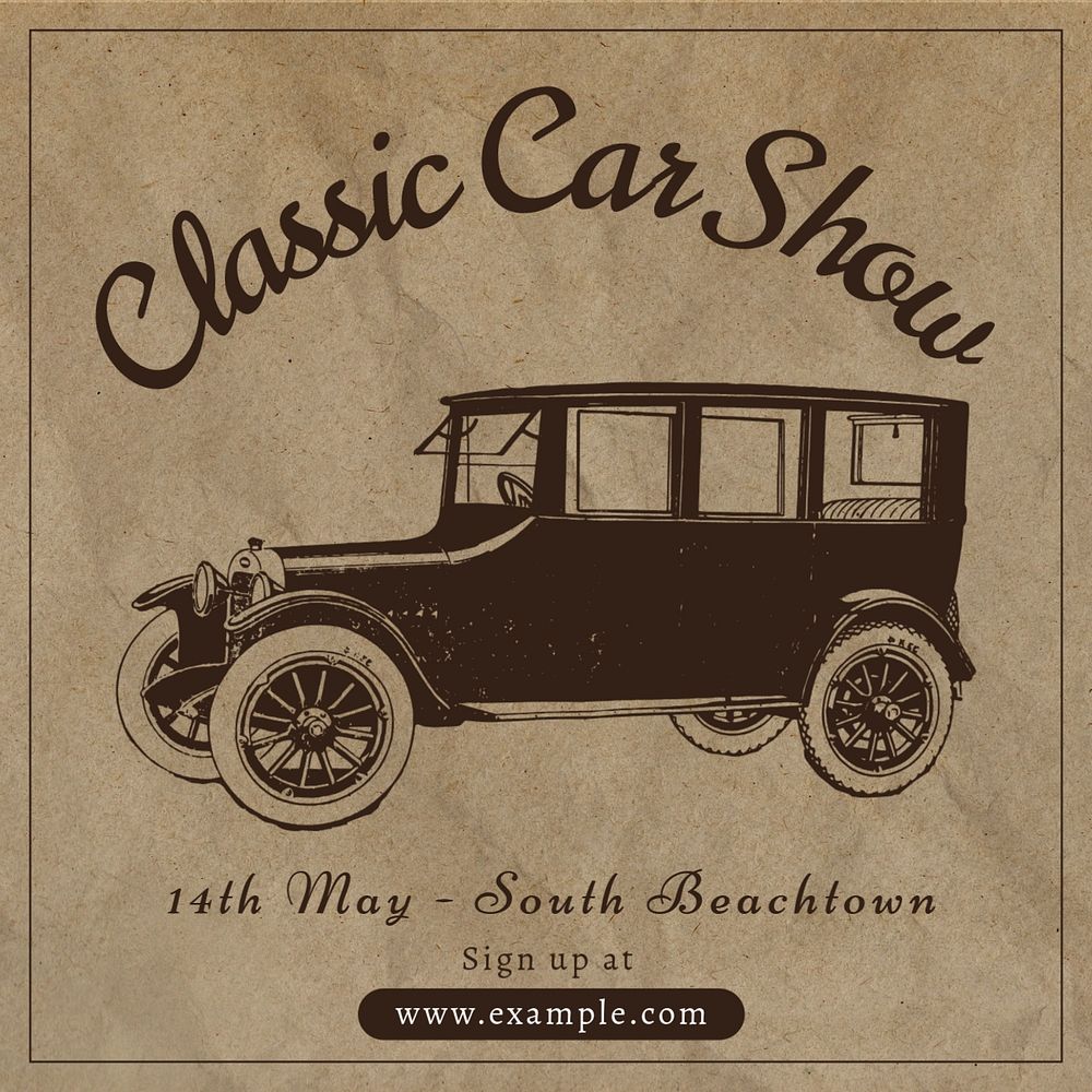 Classic car show Instagram post template, editable text