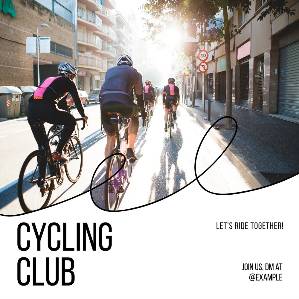 cycling club Instagram post template, editable text