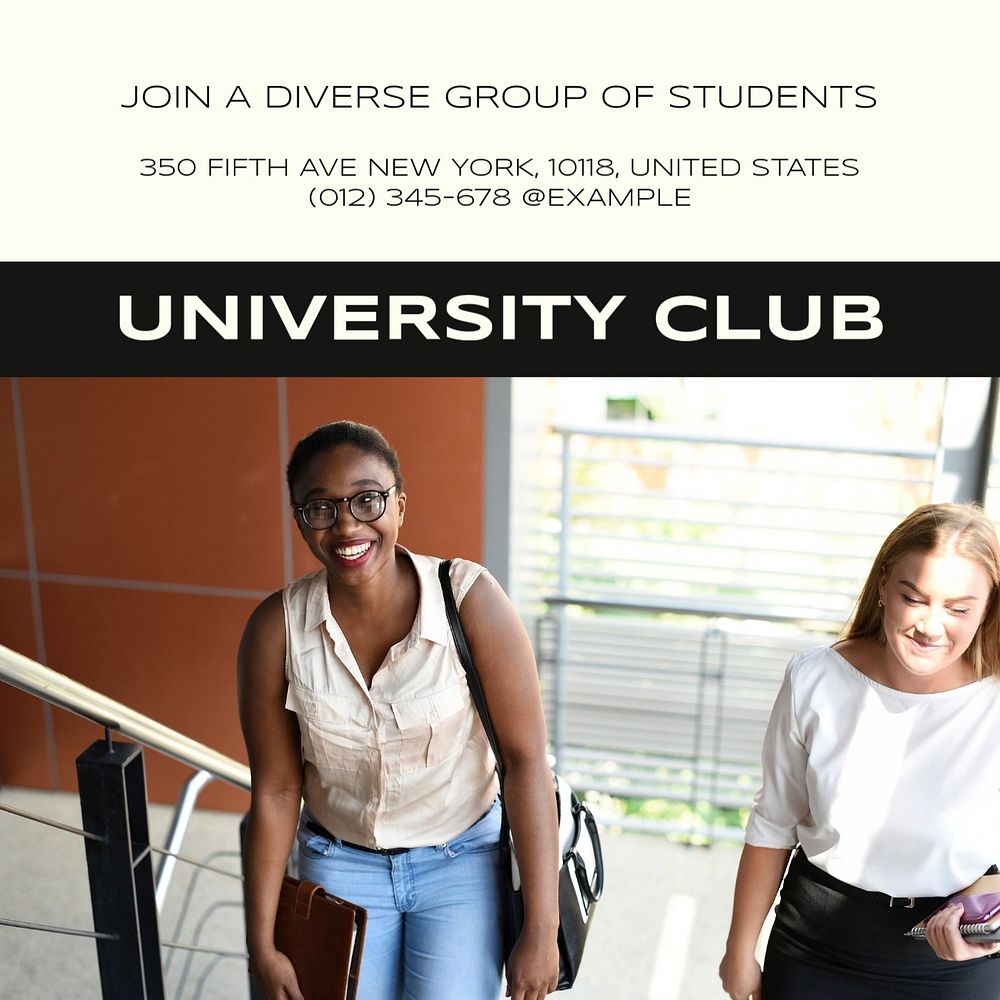 University club Instagram post template, editable text