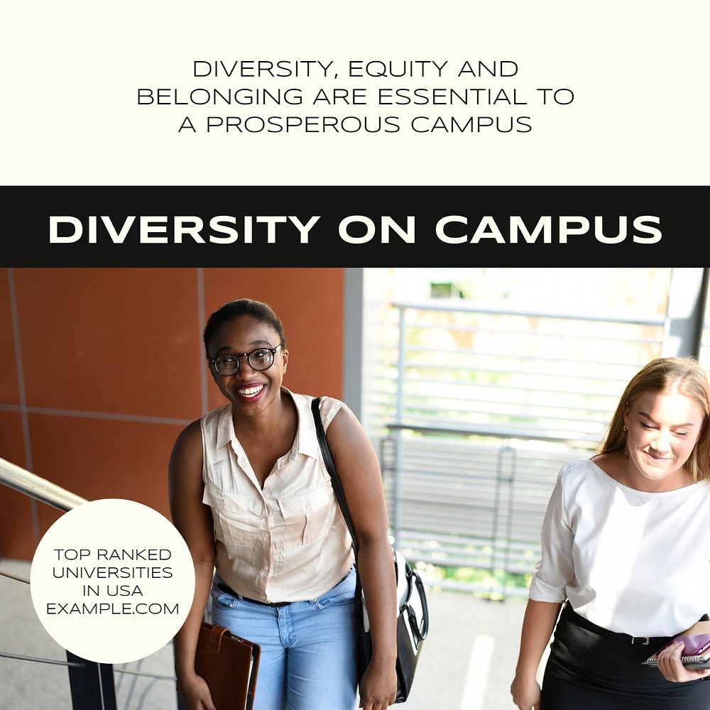 Diversity on campus Instagram post template, editable text