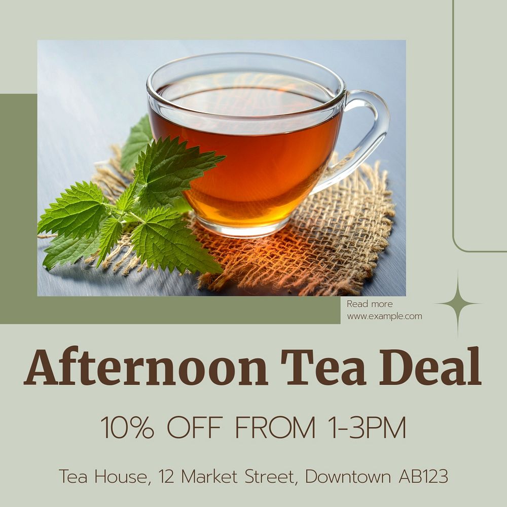 Afternoon tea deal Instagram post template, editable text