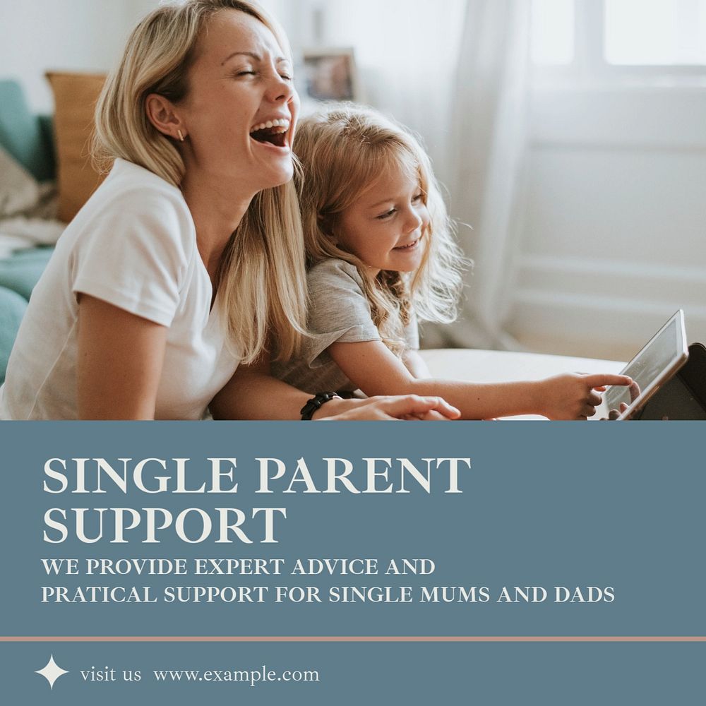 Charity for single parent families Instagram post template, editable text