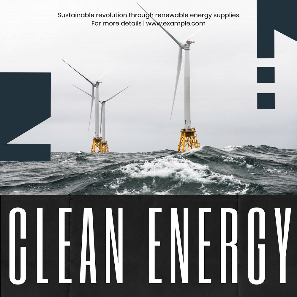 Wind power Instagram post template, editable text