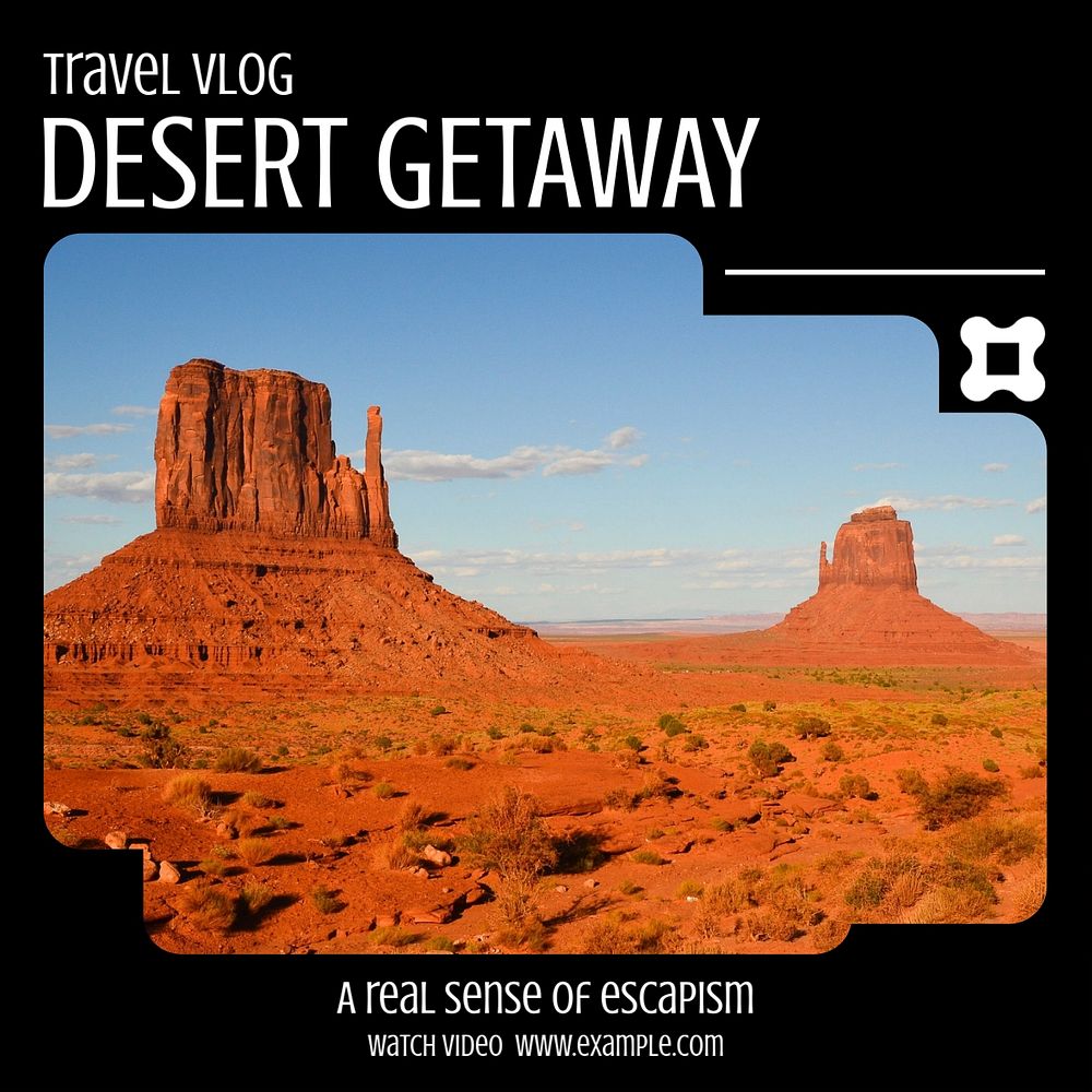 Desert getaway Instagram post template, editable text