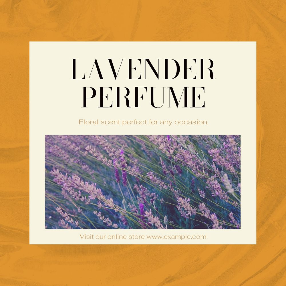 Lavender perfume Instagram post template, editable text