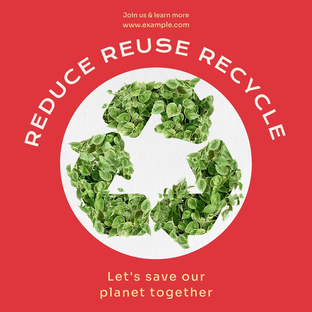 Reduce reuse recycle Instagram post template, editable text