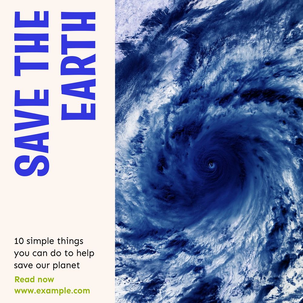 Save the earth Instagram post template, editable text