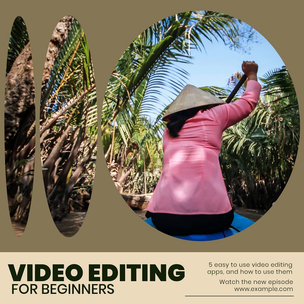 Video editing Instagram post template, editable text