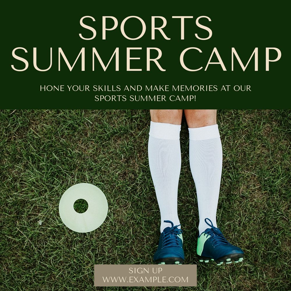 Sports Summer Camp Instagram post template, editable text