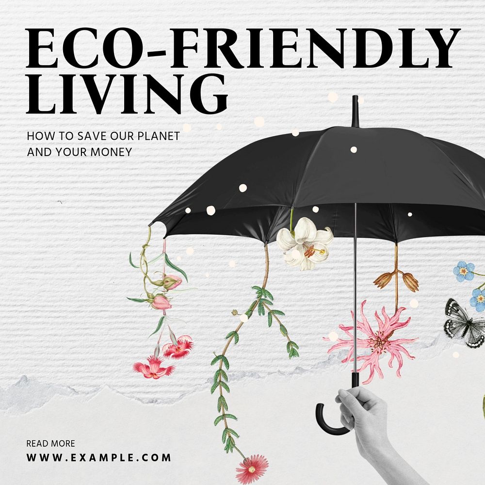 Eco-friendly living blog Instagram post template, editable text