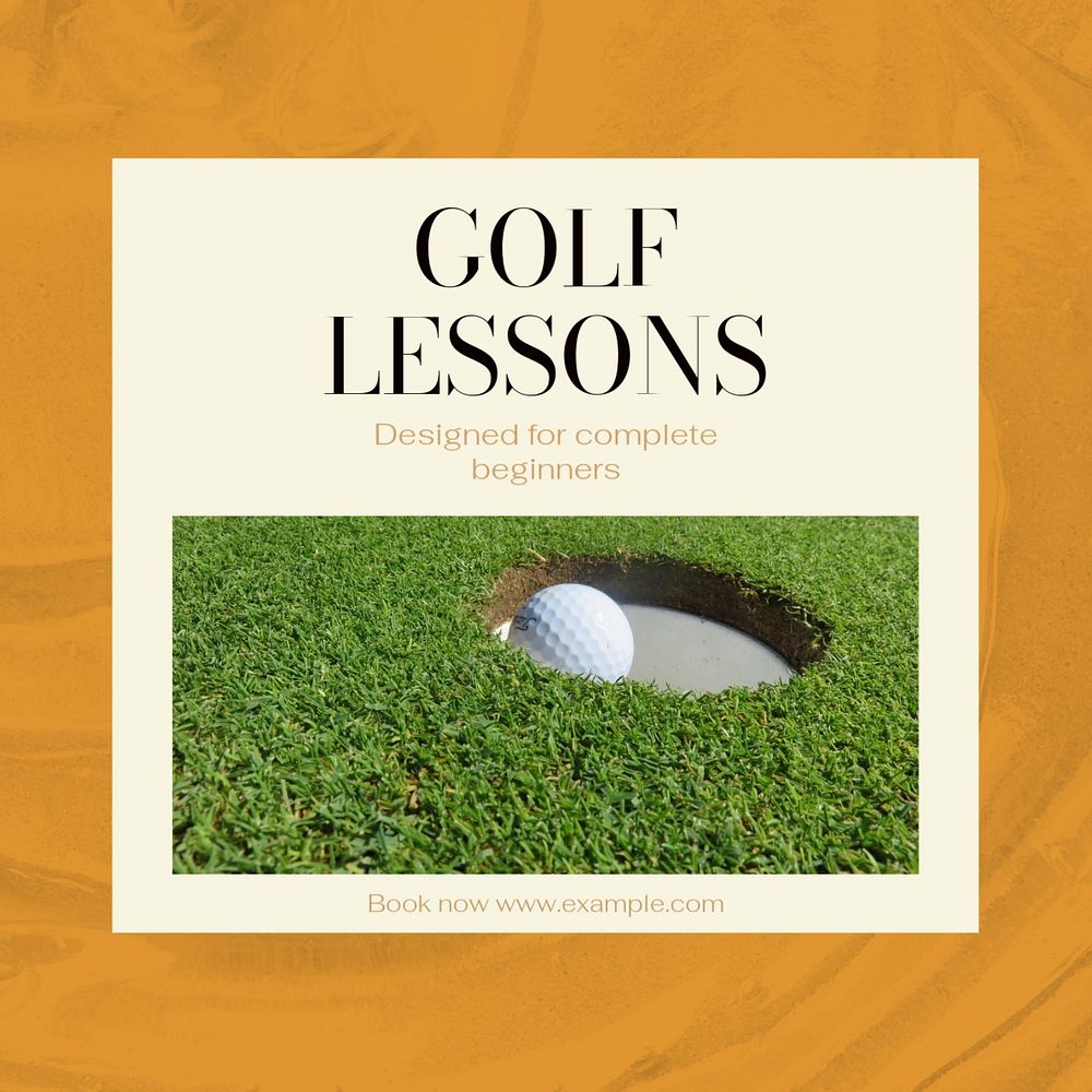 Golf lessons Instagram post template, editable text