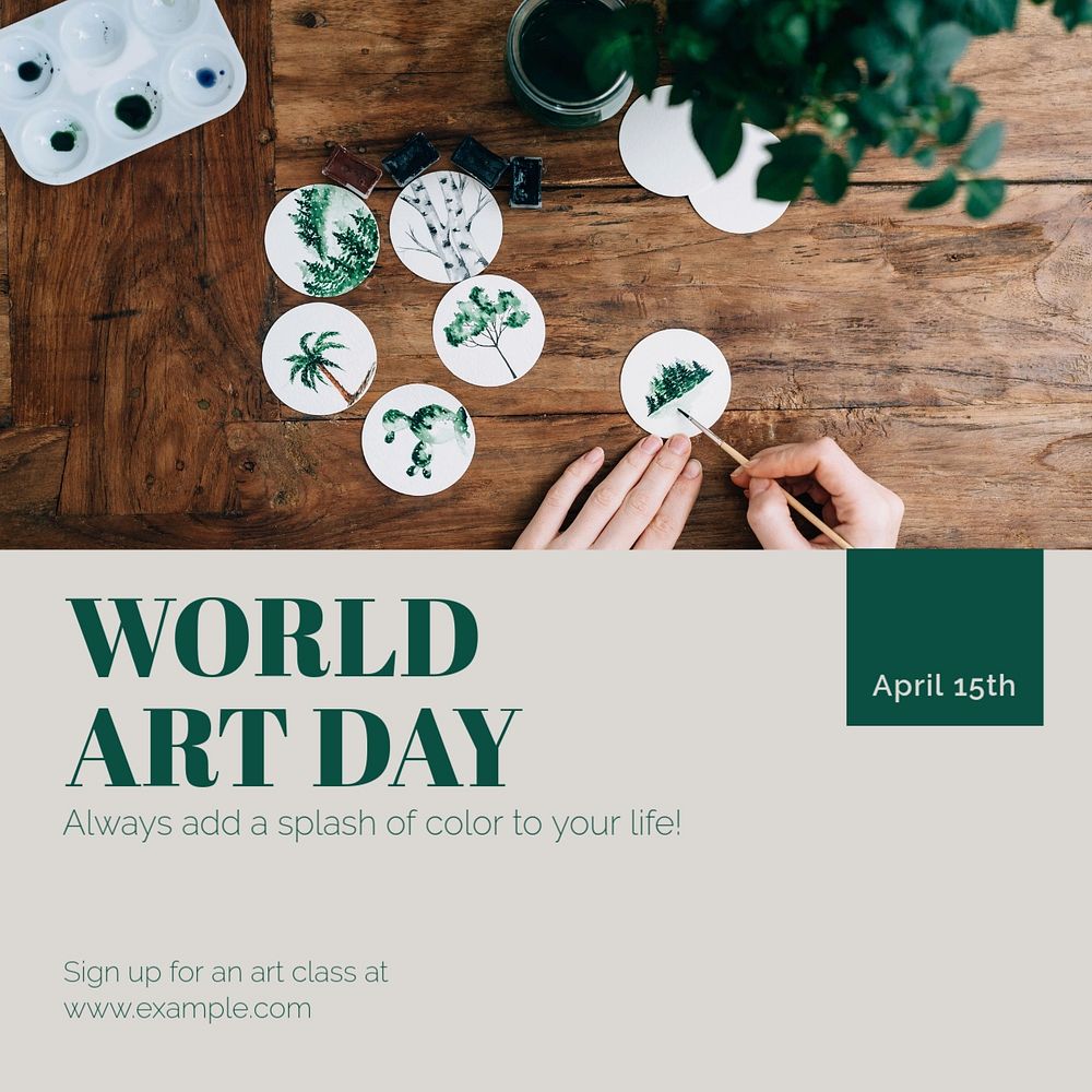 World art day Instagram post template, editable text