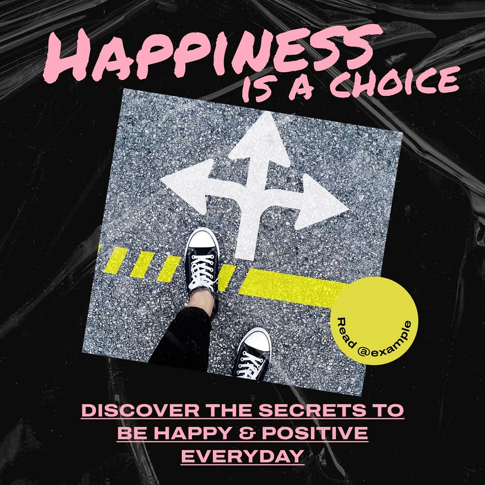 Happiness & positivity Instagram post template, editable text