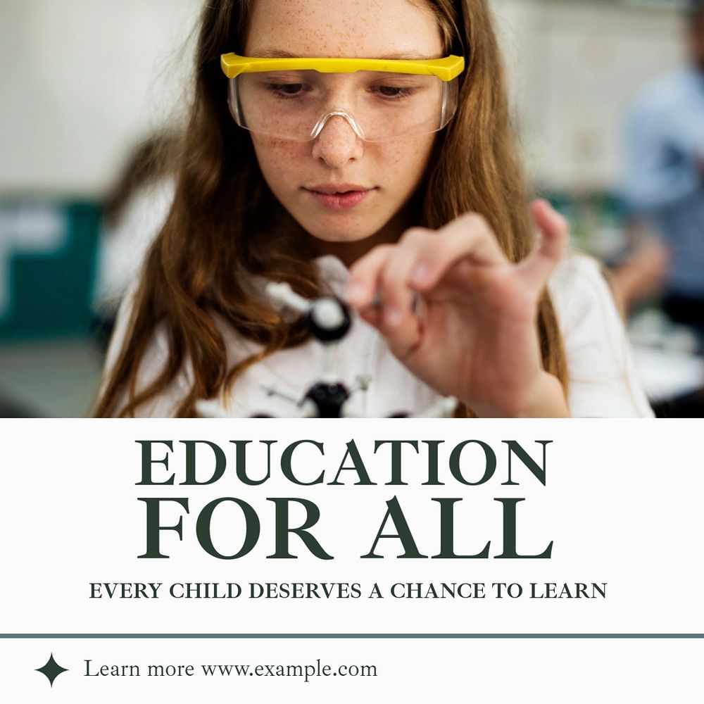 Education for all Instagram post template, editable text