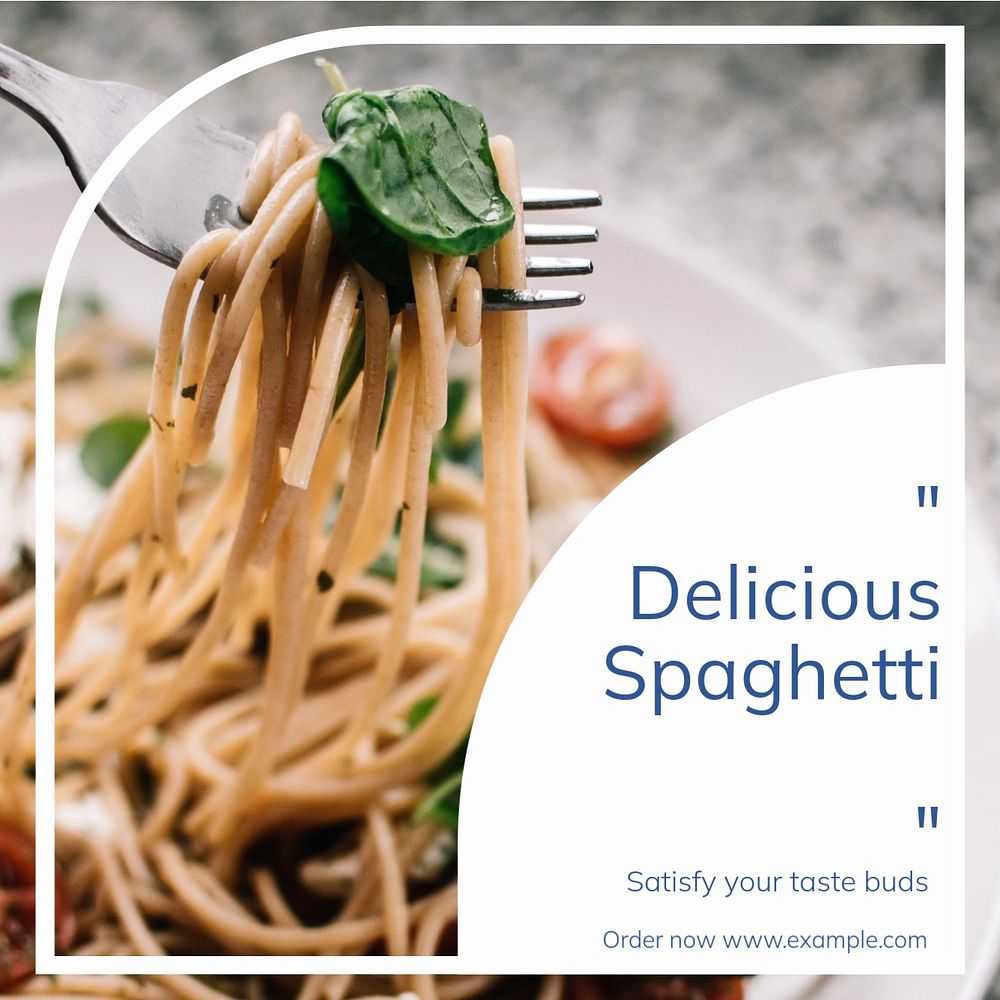 Delicious spaghetti Instagram post template, editable text