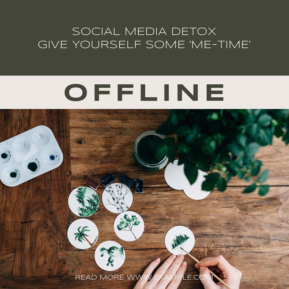 Social media detox Instagram post template, editable text