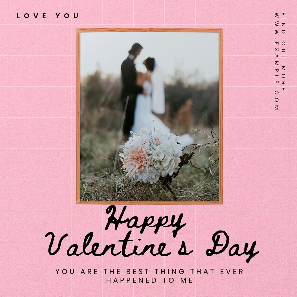 Happy valentines day Instagram post template, editable text