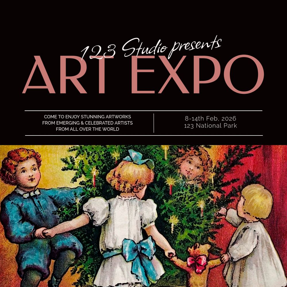 Art expo Instagram post template, editable text