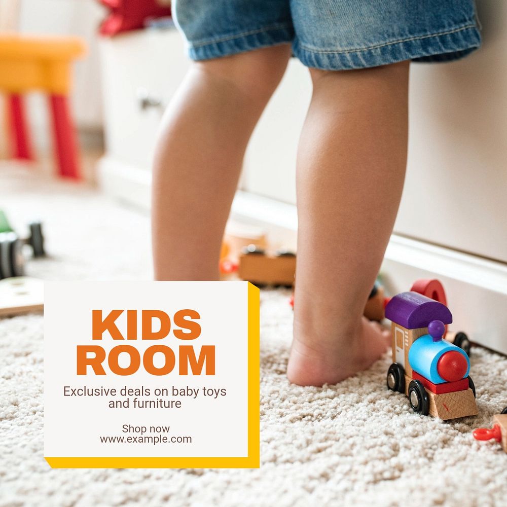 Kid's room Instagram post template, editable text