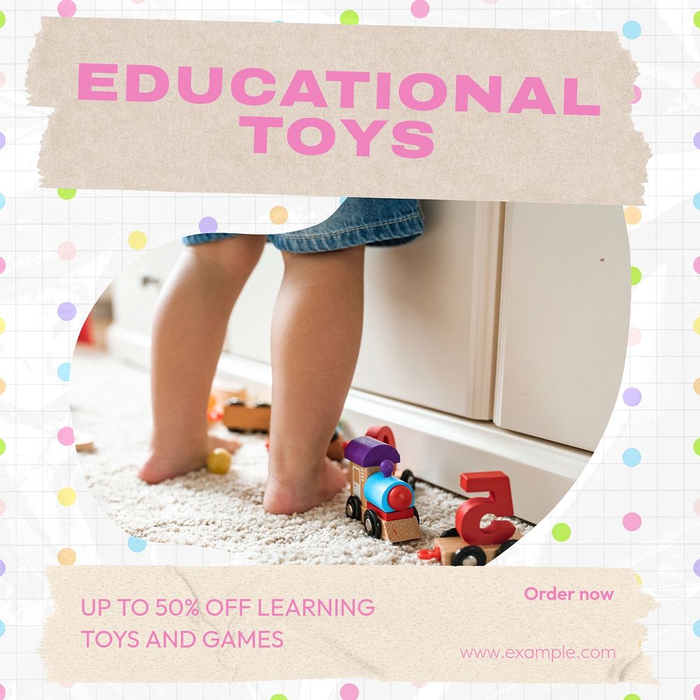 Educational toys Instagram post template, editable text