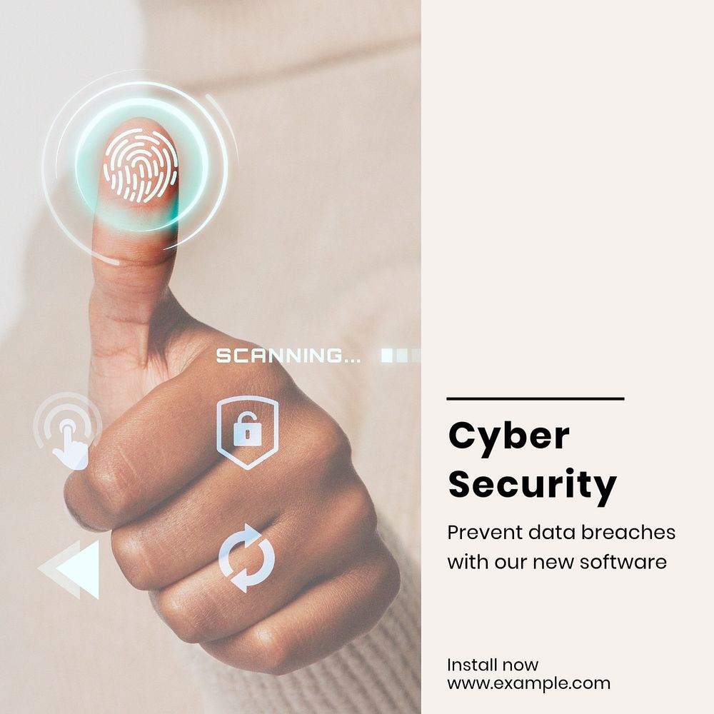 Cyber security Instagram post template, editable text