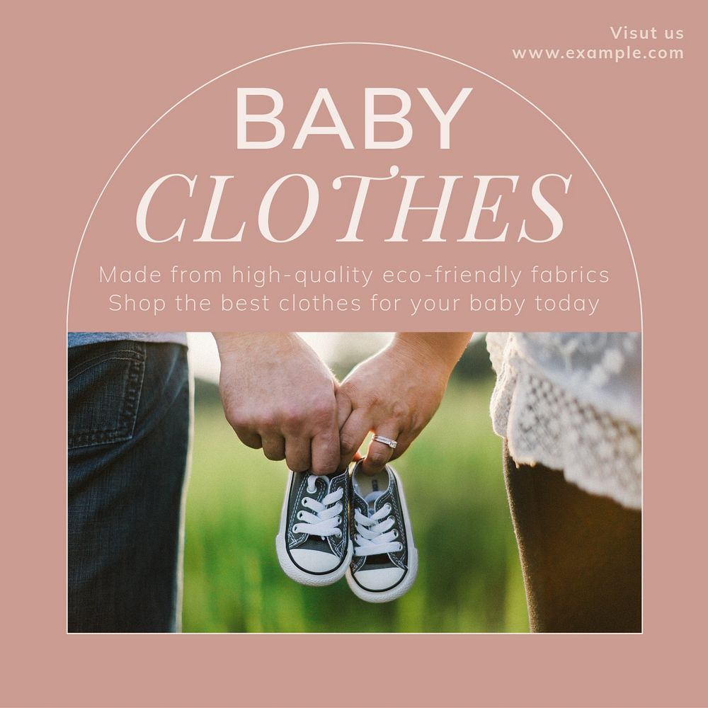 Baby clothes Instagram post template, editable text