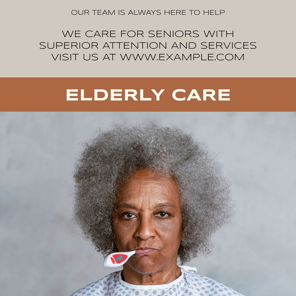 Elderly care Instagram post template, editable text